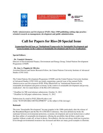 Call for Papers for Rio+20 Special Issue - UNU-IAS - United Nations ...