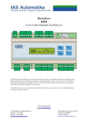 KamÃ©leon K860 UniverzÃ¡lis DigitÃ¡lis SzabÃ¡lyozÃ³ - IAS Automatika