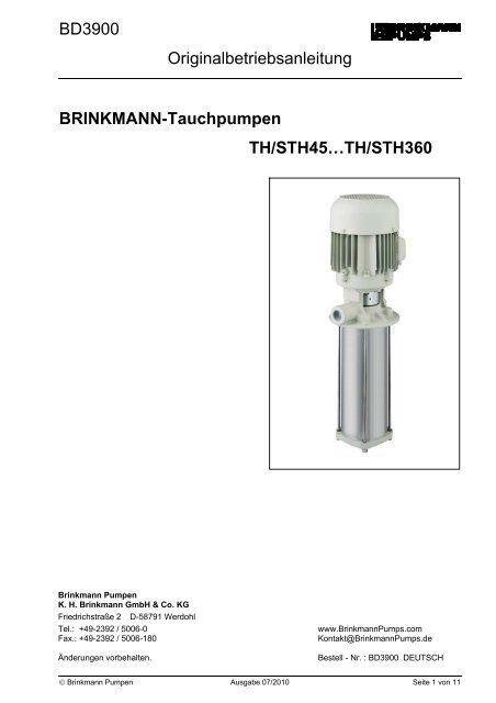 TH/STH360 - BRINKMANN PUMPS