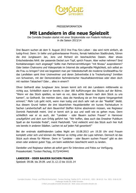 Mit Landeiern in die neue Spielzeit - ComÃ¶die Dresden