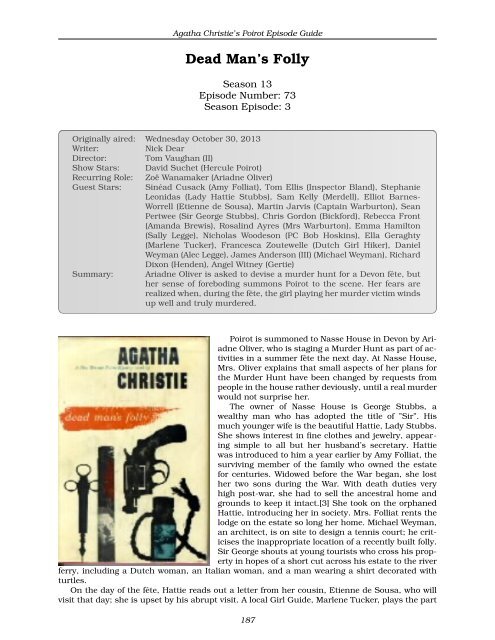 Agatha Christie's Poirot Episode Guide - inaf iasf bologna