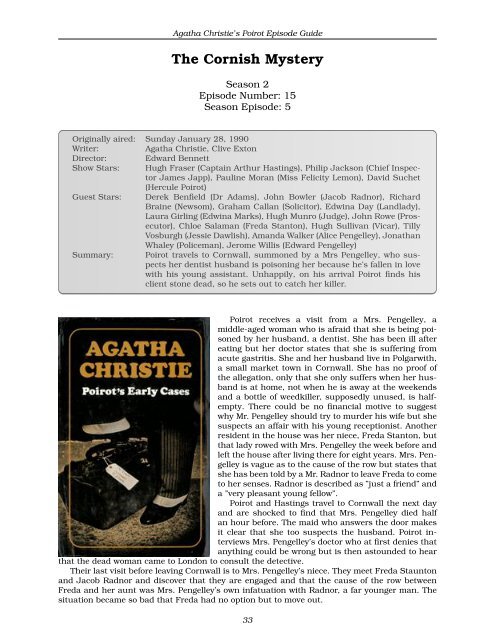Agatha Christie's Poirot Episode Guide - inaf iasf bologna