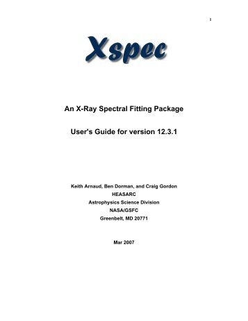 An X-Ray Spectral Fitting Package User's Guide ... - inaf iasf bologna