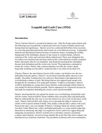 Leopold and Loeb Trial - The Clarence Darrow Collection