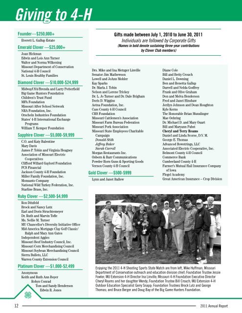 Annual Report 2011 (PDF) - Missouri 4-H - University of Missouri