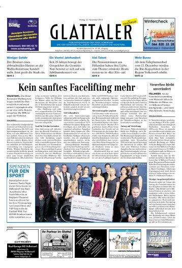 Kein sanftes Facelifting mehr - ZÃ¼rcher UnterlÃ¤nder