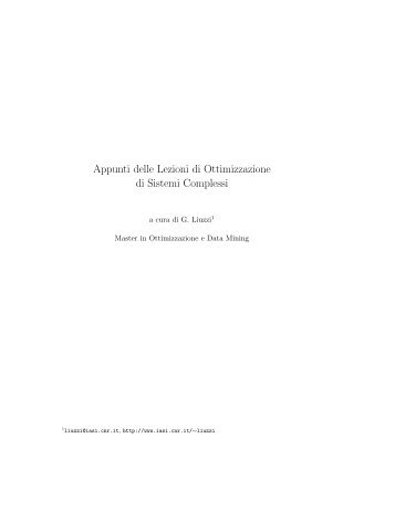 Appunti delle Lezioni di Ottimizzazione di Sistemi ... - Iasi.cnr.it - Cnr