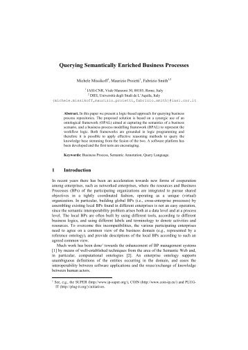 Querying Semantically Enriched Business Processes - Cnr