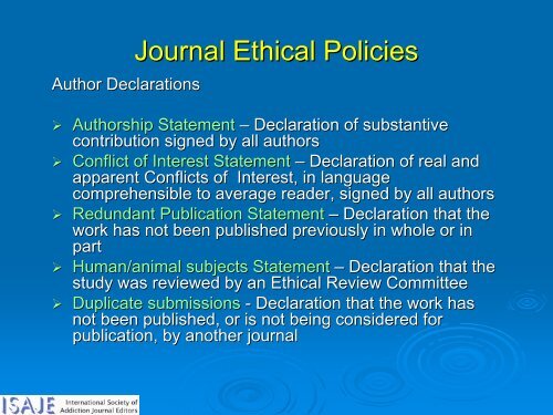 Scientific Integrity and Ethical Issues in Publishing - International ...