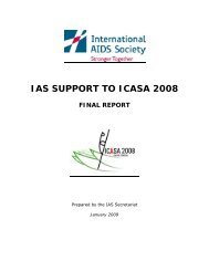 IAS SUPPORT TO ICASA 2008 - International AIDS Society