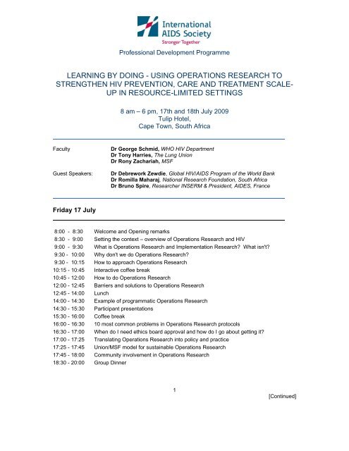 Programme Agenda - IAS 2009