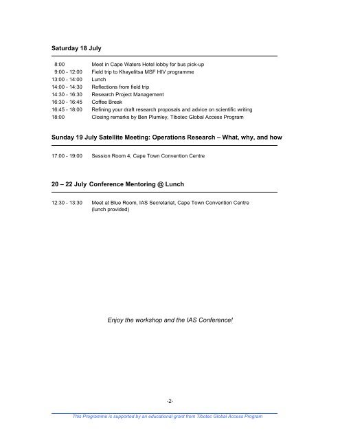 Programme Agenda - IAS 2009