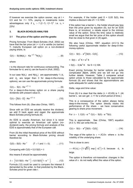 Analysing some exotic options - Investment Analysts Journal