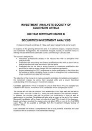 securities investment analysis - Investment Analysts Society