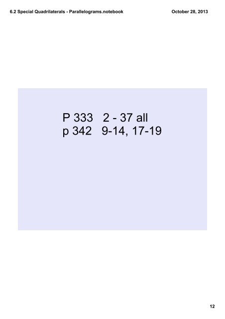 6.2 Special Quadrilaterals - Parallelograms.notebook