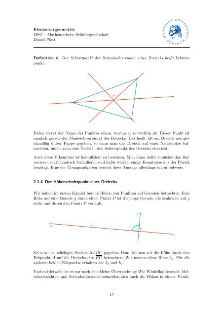 Skript zum Thema Elementargeometrie - Mathematik und ihre Didaktik