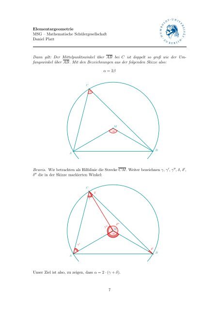 Skript zum Thema Elementargeometrie - Mathematik und ihre Didaktik