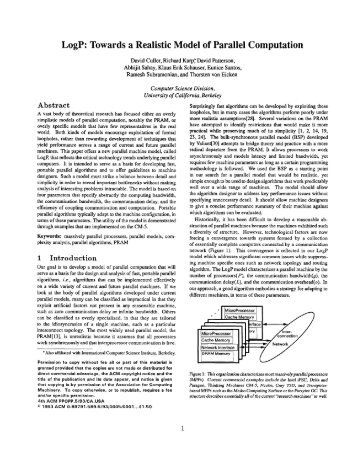 LogP: Towards aRealistic Model of Parallel Computation