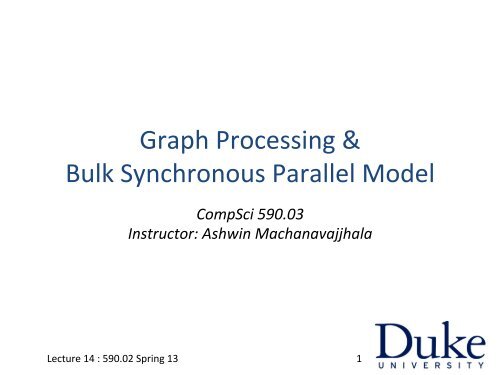 Graph Processing & Bulk Synchronous Parallel Model