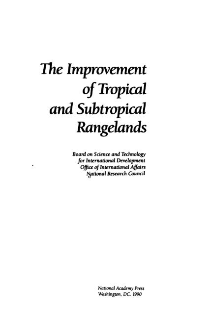 TheImprovement ofTropical and Subtropical Rangelands