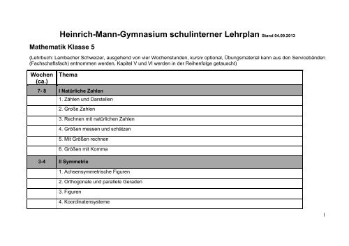 Curriculum - Heinrich Mann Gymnasium