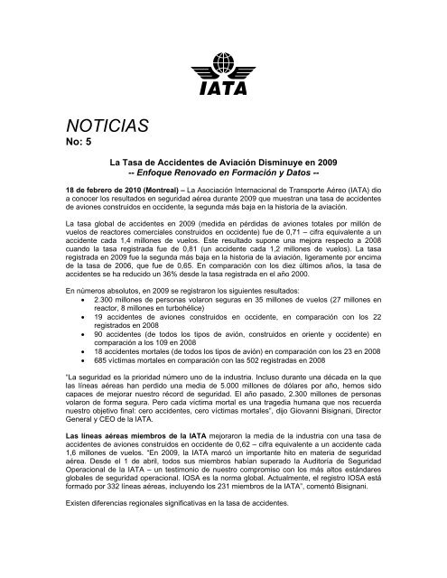 NOTICIAS - IATA