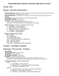 Sample Mid Season Weekly Training for High School Throwers - iatccc