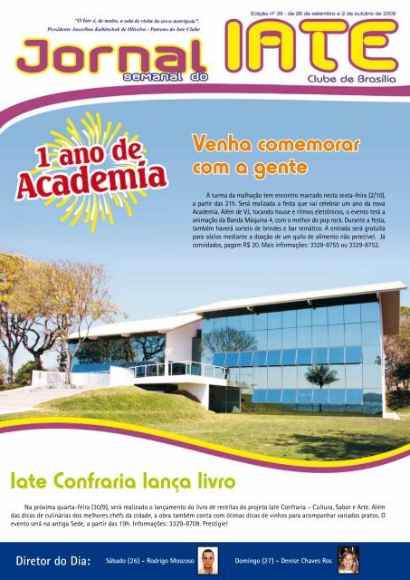 Iate Confraria lanÃ§a livro Venha comemorar com a gente