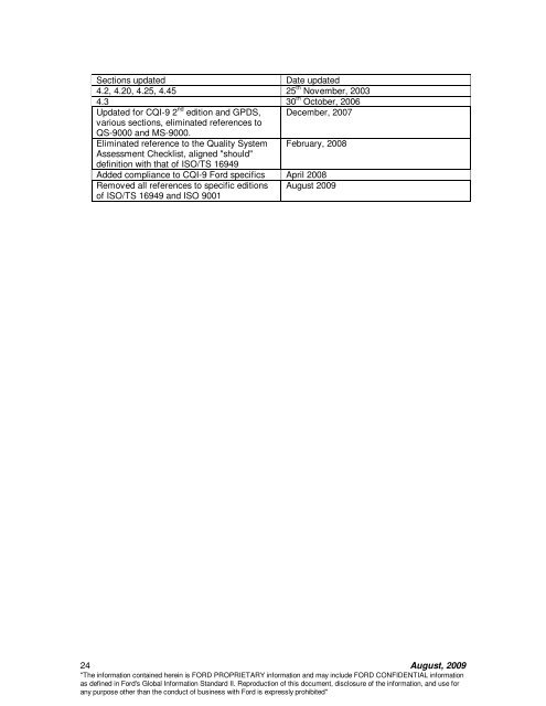 Ford Motor Company Customer-Specific Requirements for use - IATF