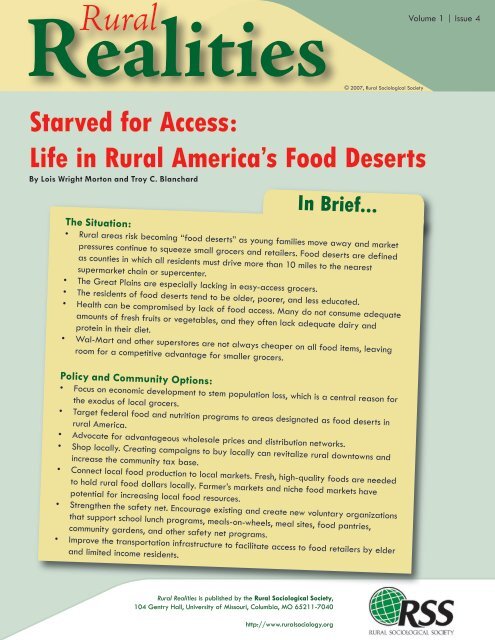 Starved for Access: Life in Rural America's Food Deserts