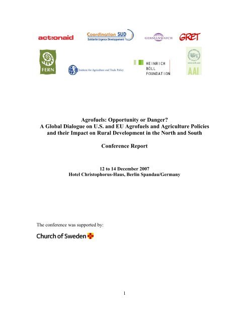 Agrofuels Opportunity Or Danger Institute For Agriculture And
