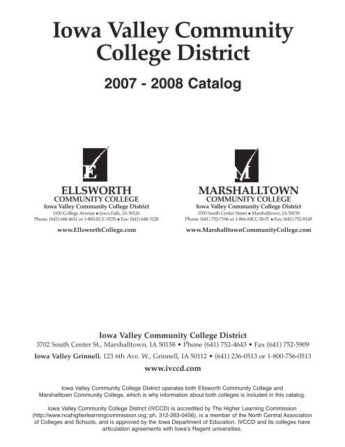 2007-2008 Catalog - Iowa Valley Community College District