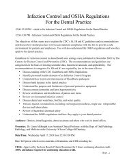 Infection Control and OSHA Regulations For the Dental Practice