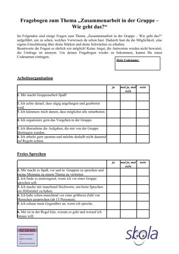 Fragebogen Kooperatives Lernen