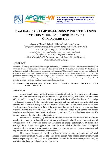 evaluation of temporal design wind speeds using typhoon model ...