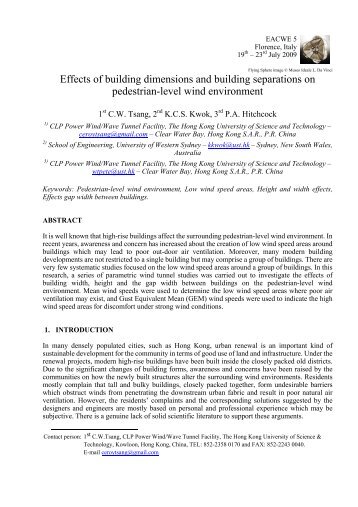 Effects of building height and spacing on pedestrian-level wind ...