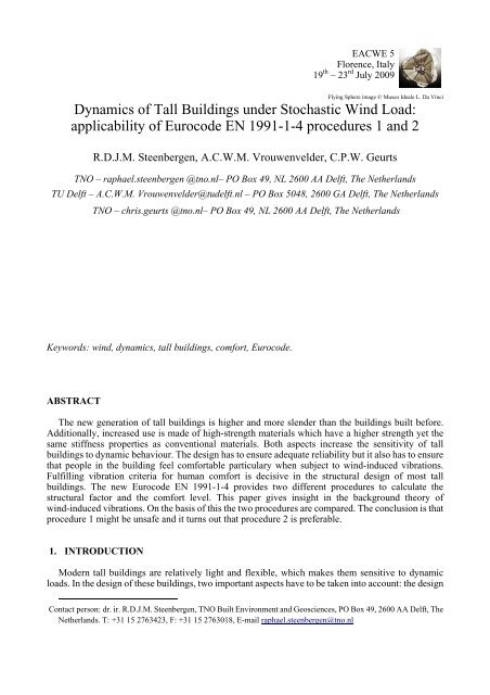 Dynamics of Tall Buildings under Stochastic Wind Load - IAWE ...