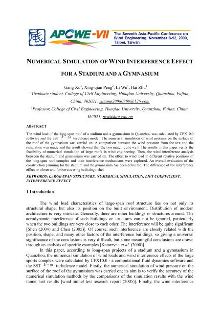 numerical simulation of wind interference effect for a stadium and a ...