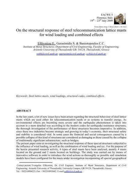 On the structural response of steel telecommunication lattice masts ...