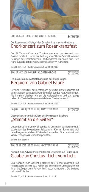 Konzerte 2013 - 2. Auflage - Kloster Speinshart