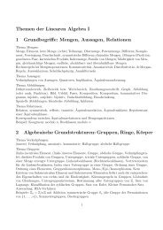Themen der Linearen Algebra I 1 Grundbegriffe: Mengen, Aussagen ...