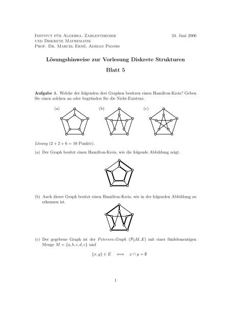 Lösungshinweise zur Vorlesung Diskrete Strukturen Blatt 5