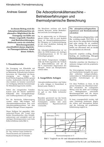 Die Adsorptionskältemaschine - Betriebserfahrungen und ...