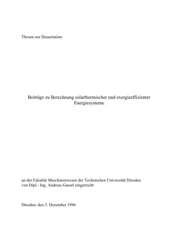 Beiträge zu Berechnung solarthermischer und exergieeffizienter ...