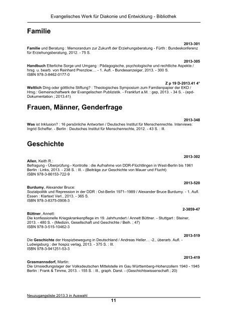 Neuzugangsliste 2013 - 3 (PDF, 276 KB) - Diakonie Deutschland