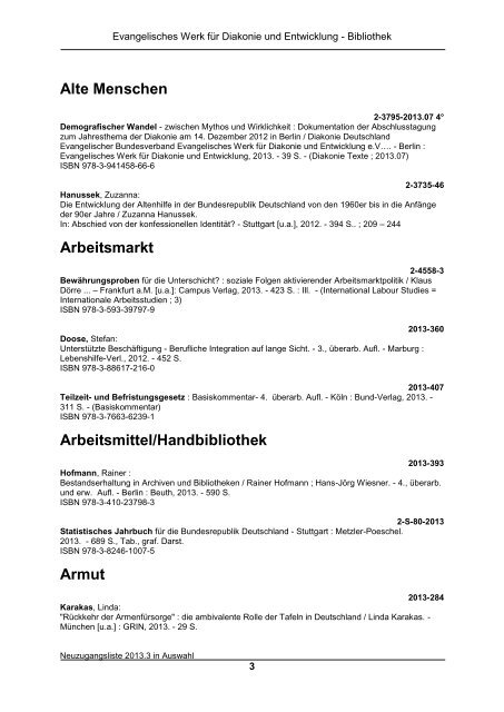 Neuzugangsliste 2013 - 3 (PDF, 276 KB) - Diakonie Deutschland