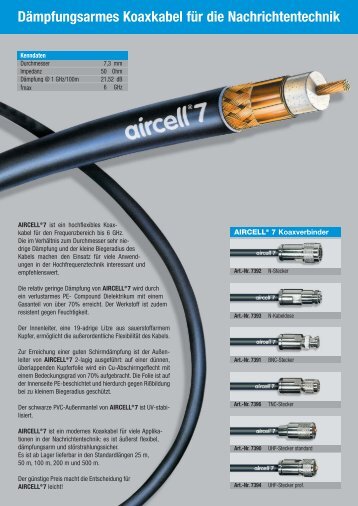 DÃ¤mpfungsarmes Koaxkabel fÃ¼r die Nachrichtentechnik - Ctz ...