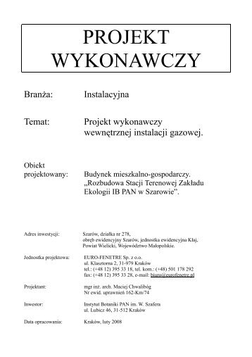 Instalacja gazowa_opis.pdf - Instytut Botaniki PAN