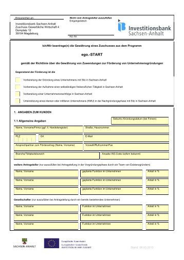 Antrag - Investitionsbank Sachsen-Anhalt