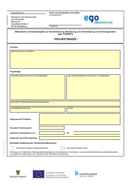 PROJEKTSKIZZE - Investitionsbank Sachsen-Anhalt